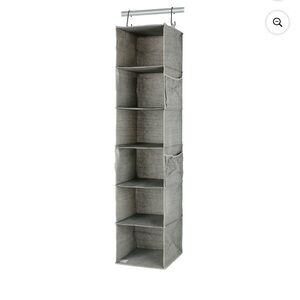 6-Shelf Hanging Polyester and Cotton Closet Organizer with 3 Side Pockets